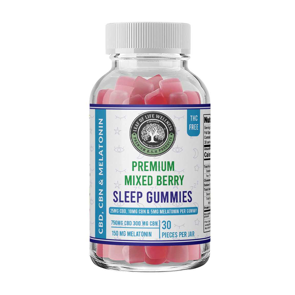 Mixed Berry Sleep Gummies Melatonin, CBD, CBN.
